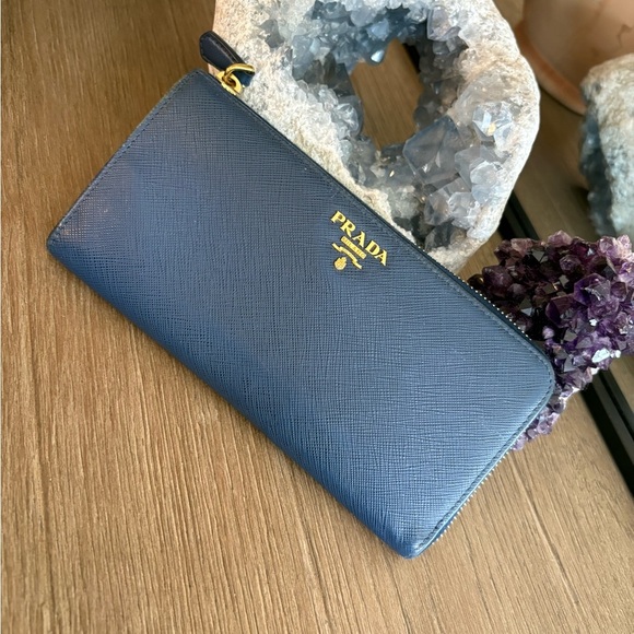 Prada Handbags - Prada Navy Saffiano Leather Wallet FINAL PRICE